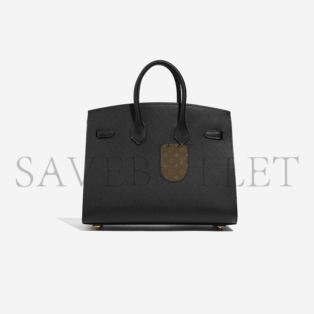 HERMES BIRKIN 25 EPSOM LEATHER BLACK GOLD BUCKLE HIGH END BAG H028369CC89 (25*20*13cm)